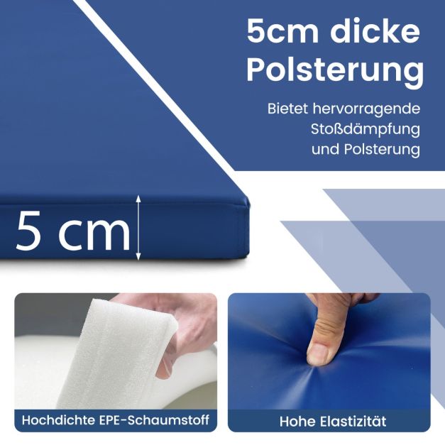 Costway opvouwbaar turnmat van kunstleer - blauw - 6.5kg - 300x117x5cm