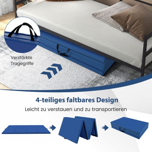 Costway opvouwbaar turnmat van kunstleer - blauw - 6.5kg - 300x117x5cm