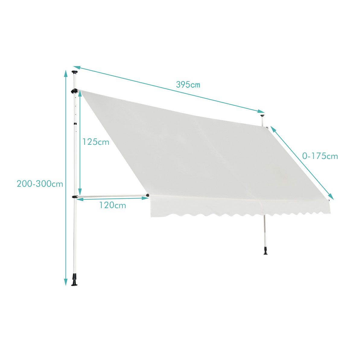 Coast Uitschuifbaar Zonnescherm - Waterdicht - UV Bestendig - Verstelbaar - 395 cm Breed - Beige