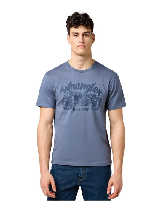 Wrangler – Americana Tee – Heren T-Shirt – 100% Katoen – Vintage Motorprint – Maat M