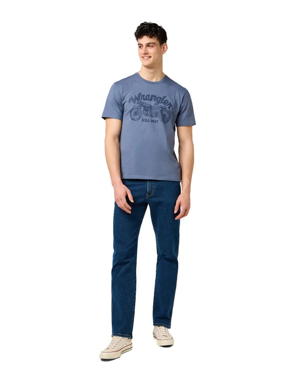 Wrangler – Americana Tee – Heren T-Shirt – 100% Katoen – Vintage Motorprint – Maat M