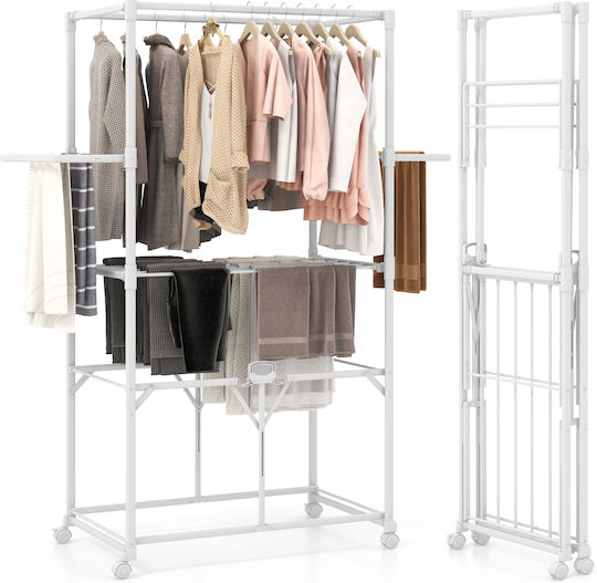 Coast Droogrek Zilver – Opvouwbaar Aluminium Wasrek met Wielen en Verwijderbare Plank – 94 x 54 x 174 cm