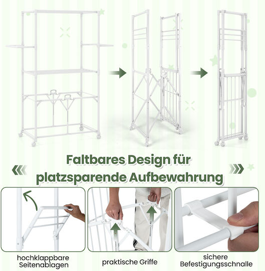 Coast Droogrek Zilver – Opvouwbaar Aluminium Wasrek met Wielen en Verwijderbare Plank – 94 x 54 x 174 cm