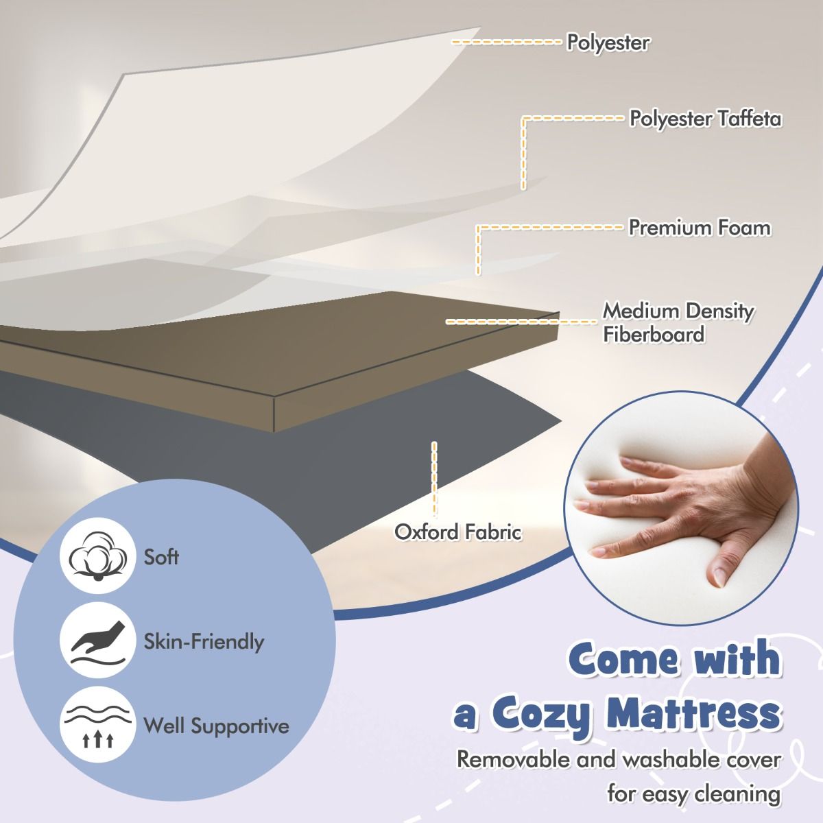 Coast 3-in-1 Babybed - Donkergrijs - 87 x 63 x 85 cm - Co-Sleeper met Matras - 6-Voudig Verstelbaar - Opvouwbaar met Opbergmand