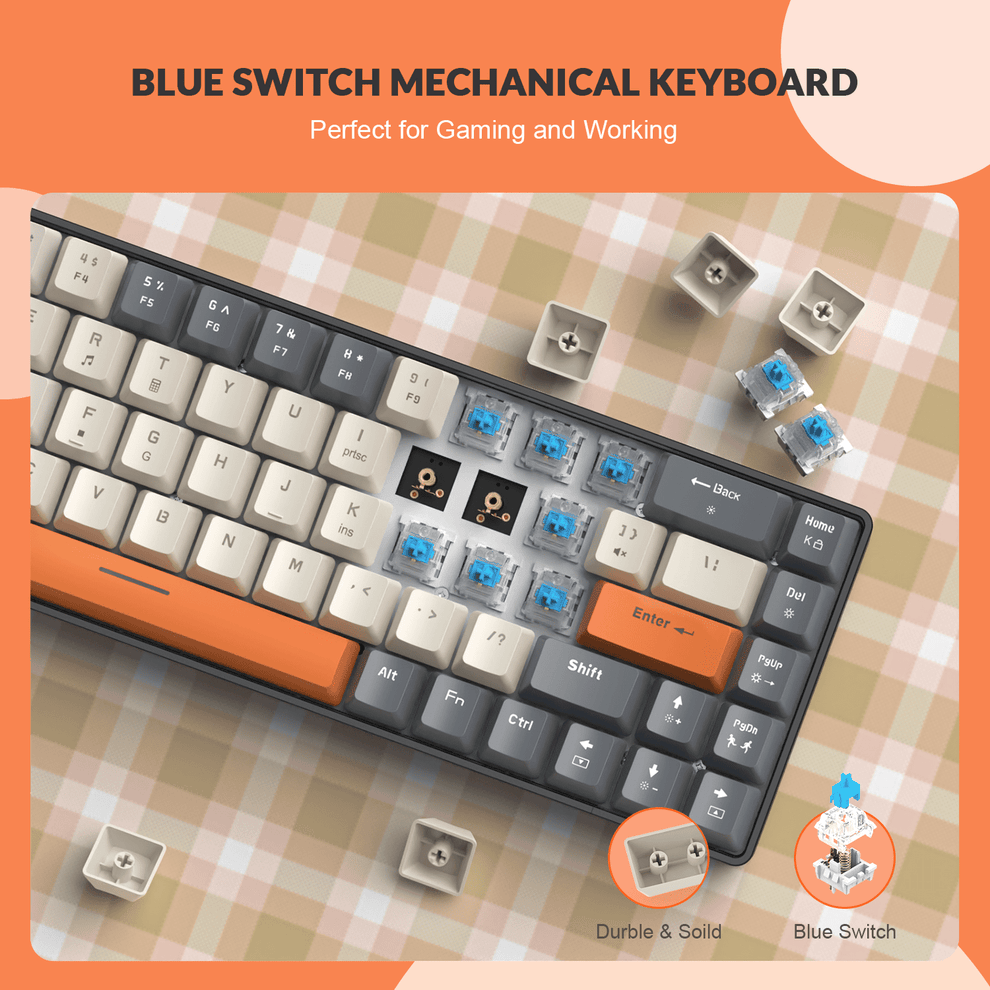 ZIYOULANG T8 Mechanical Keyboard - 60% Compact- RGB - Brown Switch - USB-C
