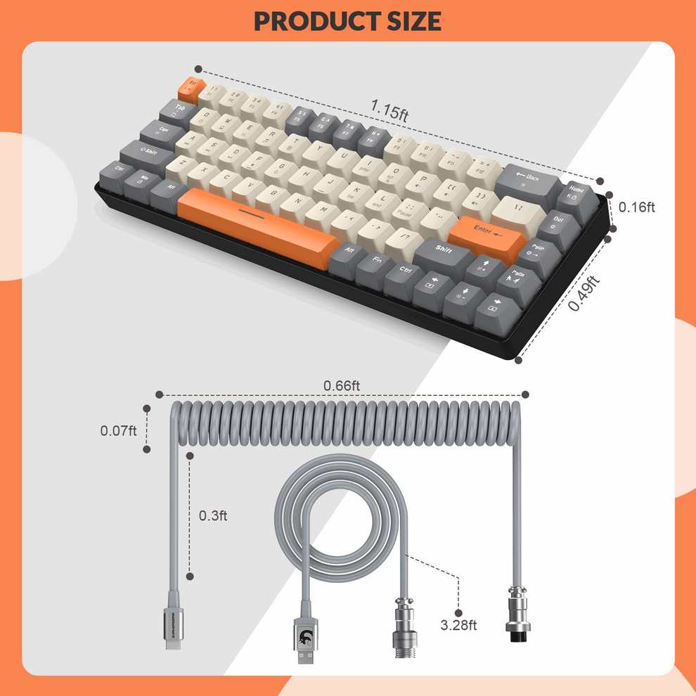 ZIYOULANG T8 Mechanical Keyboard - 60% Compact- RGB - Brown Switch - USB-C