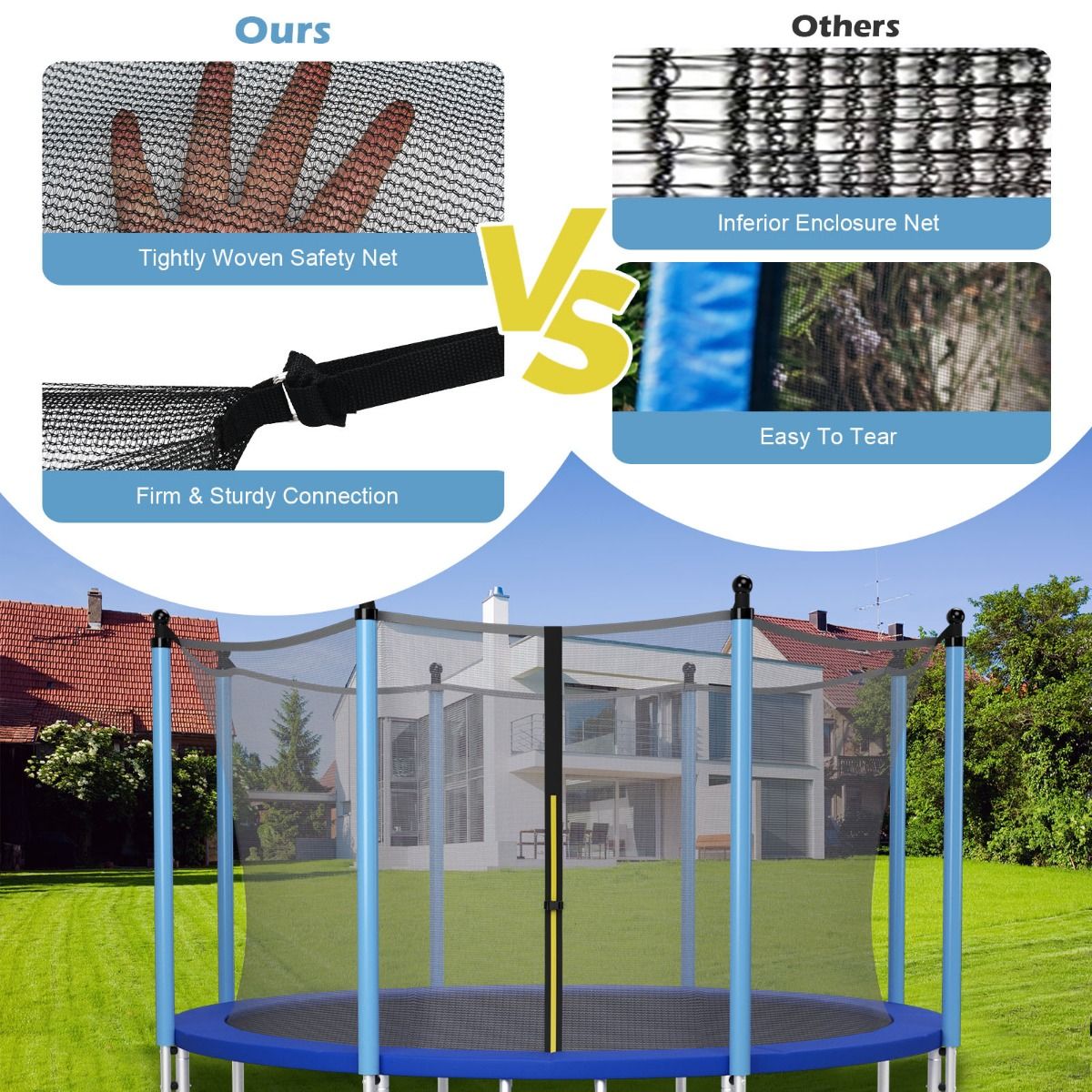 Coast Reserve Veiligheidsnet voor Trampolines - Voor Trampolines van Ø427 cm - 180 cm Hoog - Zwart