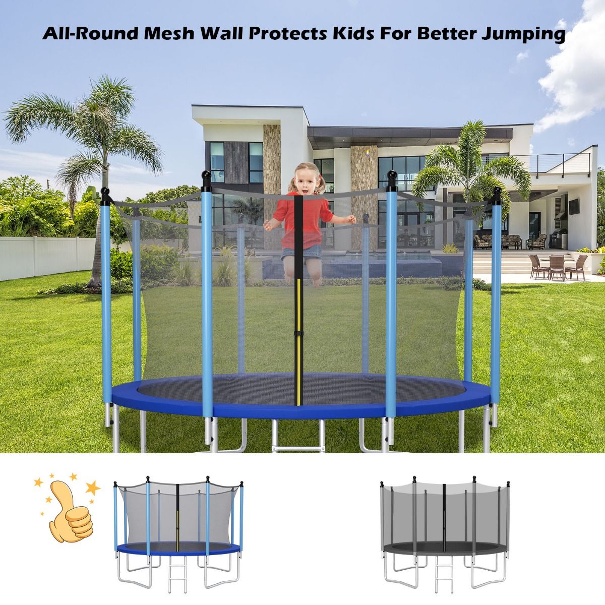 Coast Reserve Veiligheidsnet voor Trampolines - Voor Trampolines van Ø427 cm - 180 cm Hoog - Zwart